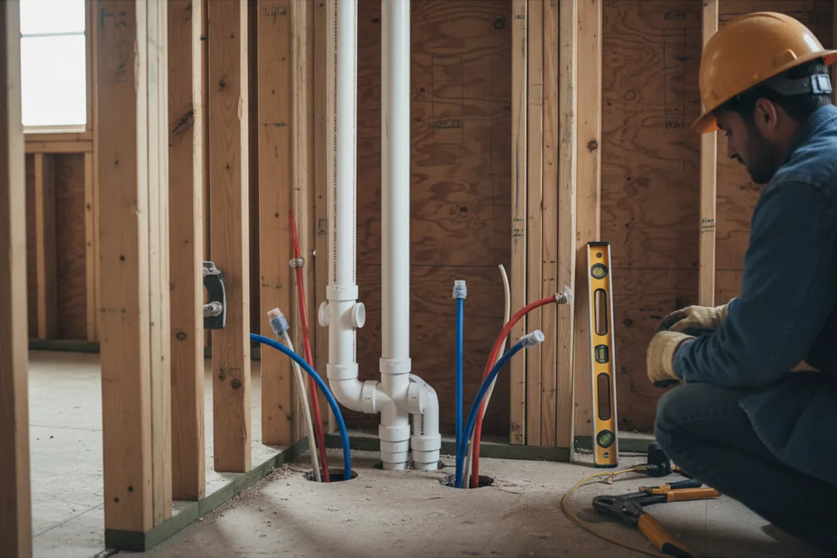Drain and supply rough-in during Sump Pump Repair in Omaha
